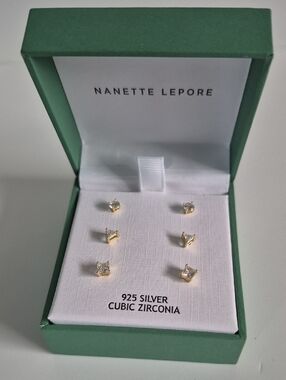Nanette Lepore Gold & White Cubic Zirconia 3-Pair Stud Earring Set